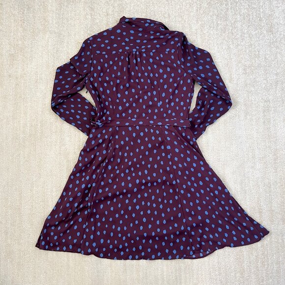 Banana Republic Factory Flowy Blue Purple Work Shirt Dress 8 - Picture 4 of 10